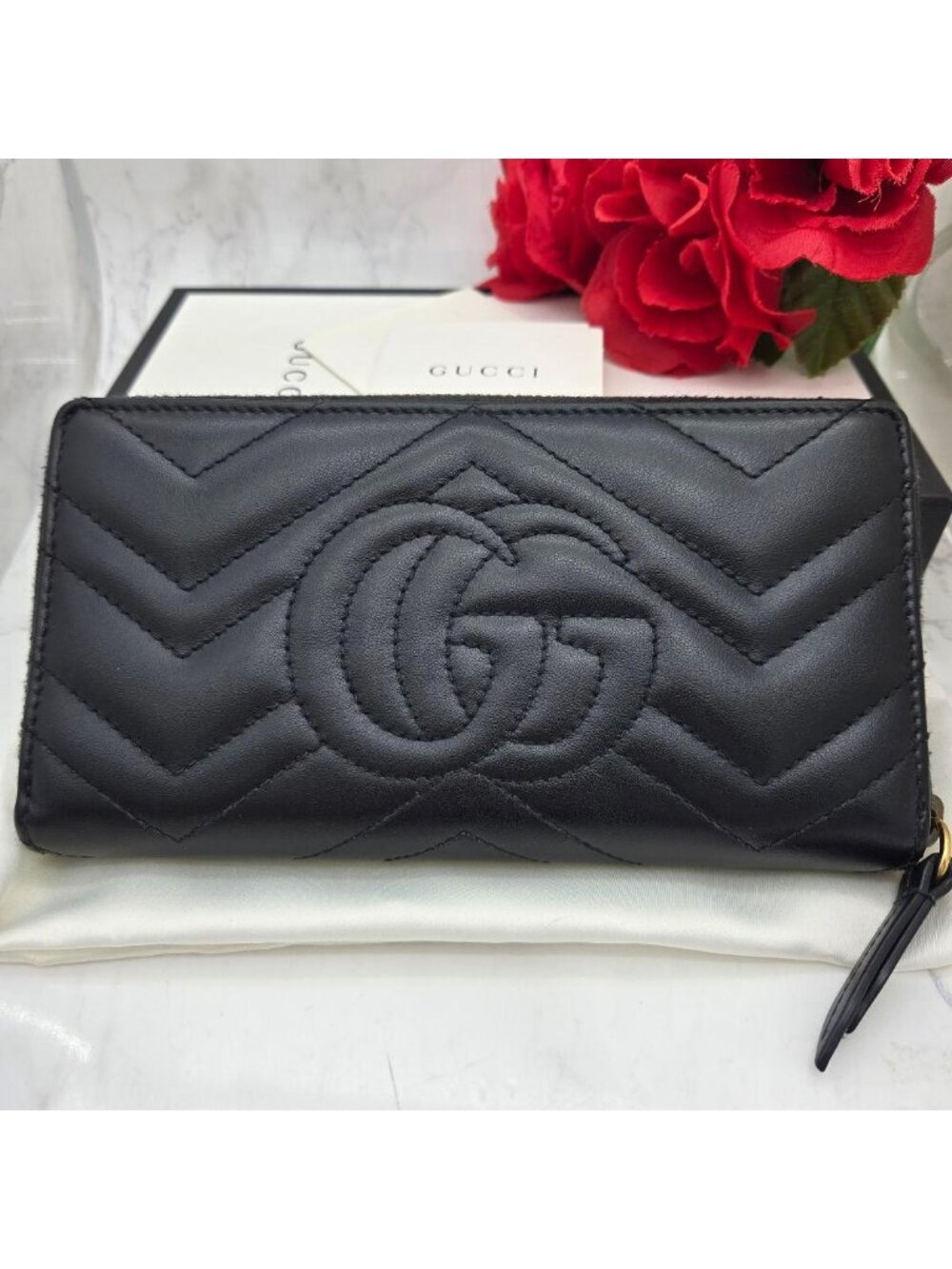 Gucci Wallet GG Marmont Quilted Black - Picture 2 of 14
